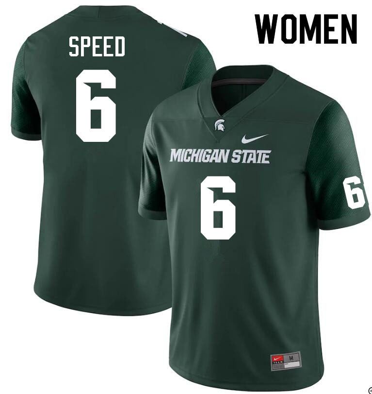Women #6 Ameer Speed Michigan State Spartans College Football Jerseys Sale-Green